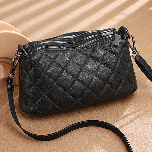 Women's First Layer Cowhide Diamond Embroidery Thread Crossbody Bags