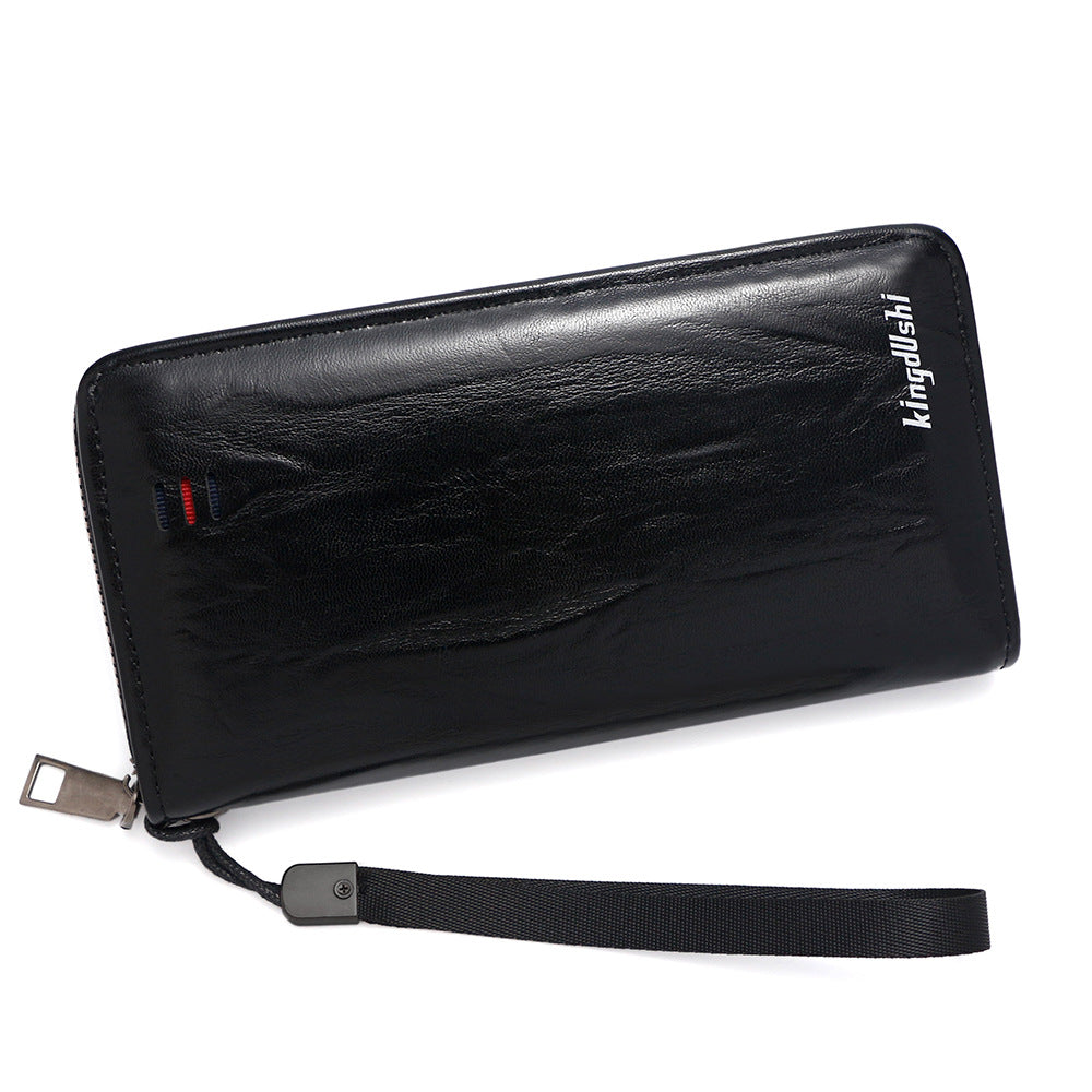 Men's Retro Oil Wax Skin Mid-length Zipper Men's Wallet