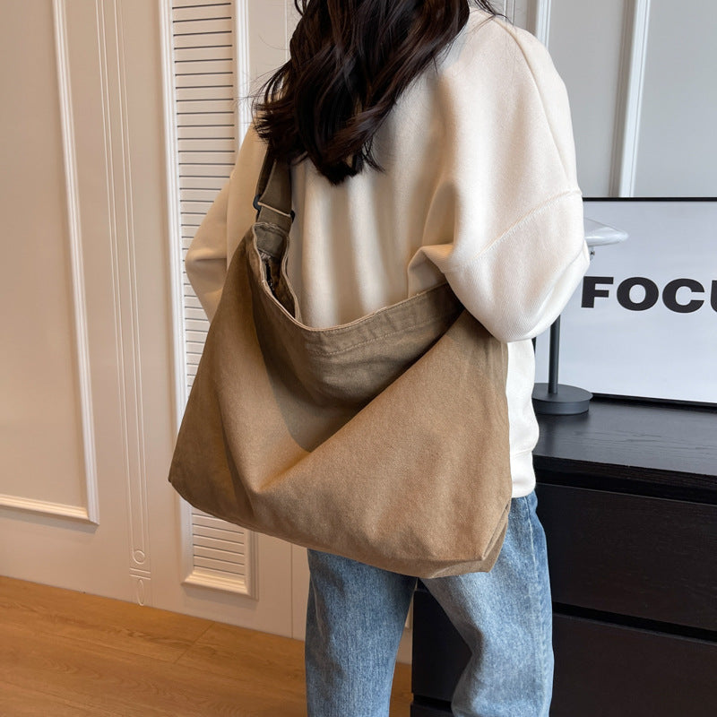 Women's Washed Canvas Retro Solid Color Simple Backpacks