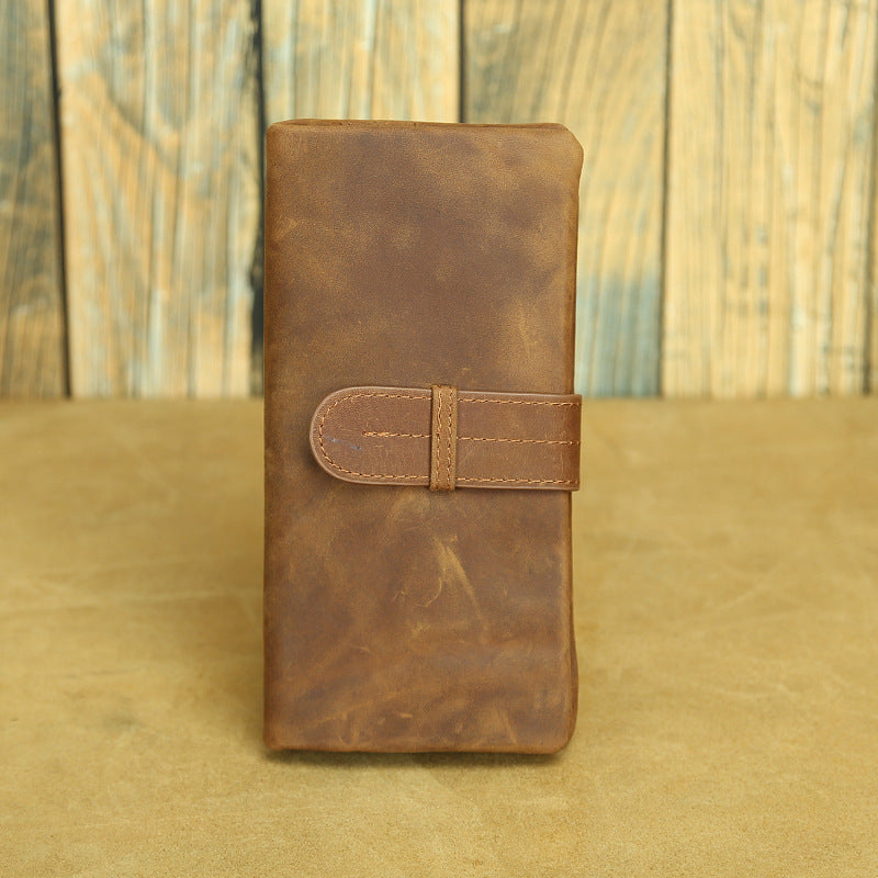 Women's & Men's & Vintage Crazy Horse Leather First Layer Cowhide Short Men's Wallets