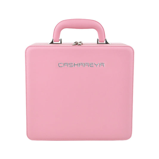 Large Capacity With Mirror Light Wooden Cosmetic Bags