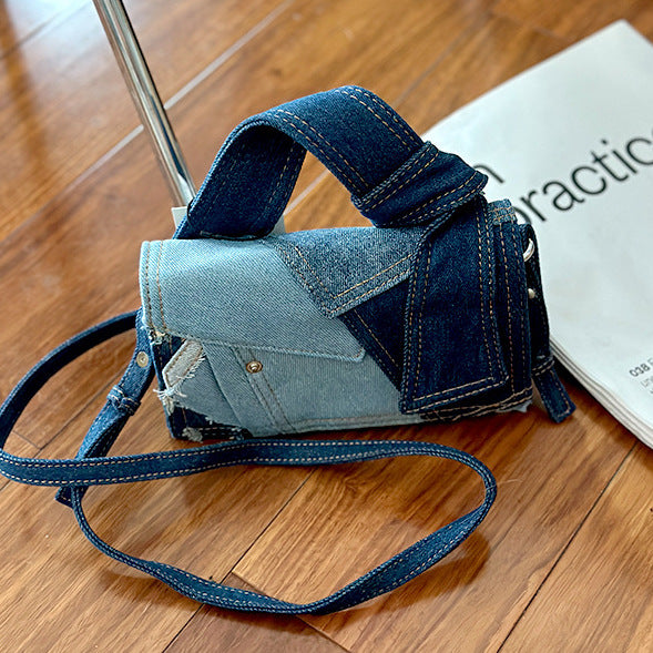 Trendy Denim Stitching Minority High-grade Hand Shoulder Bags