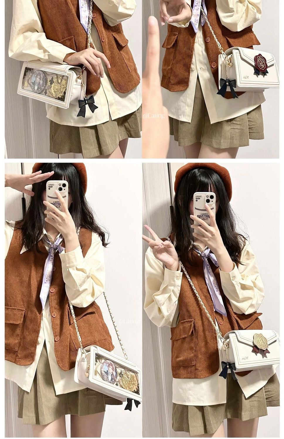 Elegant Chain Rose Letter Flap Envelope Shoulder Bags