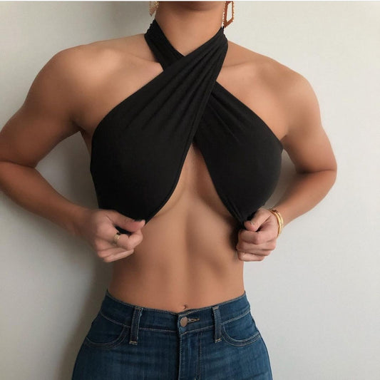 Women's Spring T-shirt Solid Color Sexy Variety Halter Tops