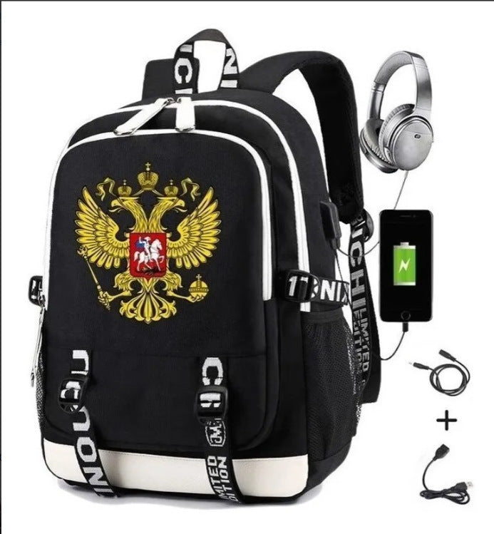 Stylish Spider Print Earphone Interface Computer Backpacks
