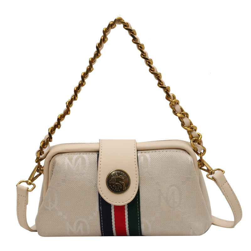 Women's Niche Retro Clip Color Matching Graceful Shoulder Bags