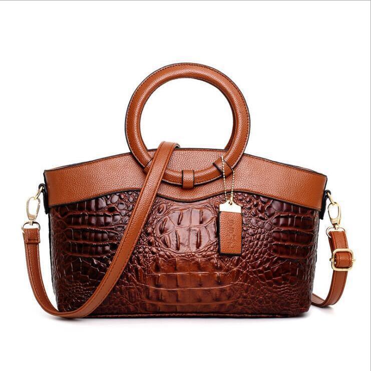 Women's Fashion Crocodile Pattern Mixed Color Handbags