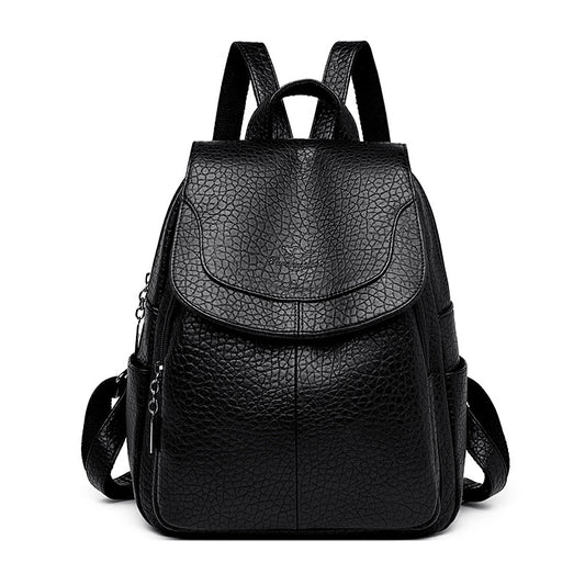 Women's Kangaroo Leather Litchi Pattern Lightweight Large Backpacks
