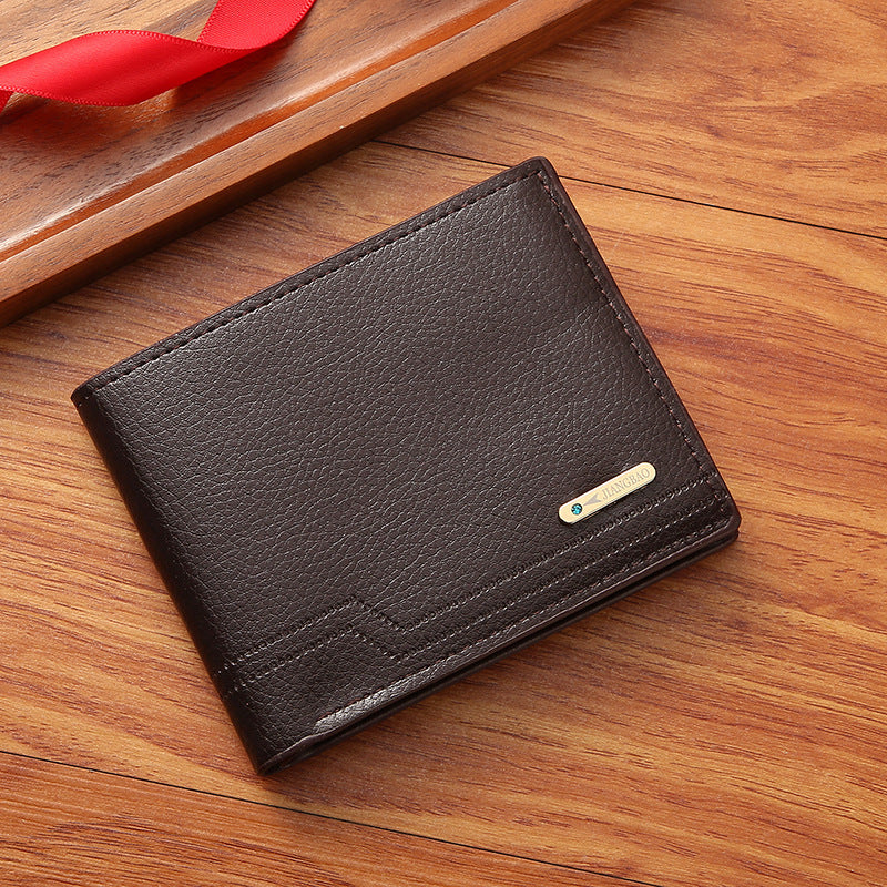 Men's Fashion Lychee Pattern Soft Leather Multiple Slots Men's Wallets