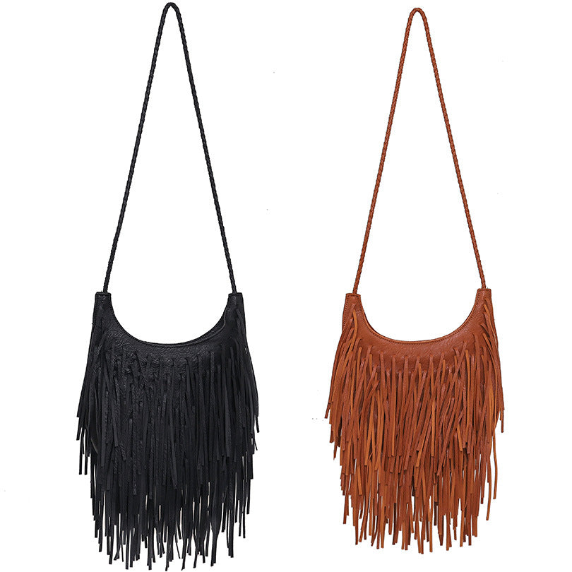 Fashion Tassel Lady's Individual Soft Leather Women's Shoulder Bag