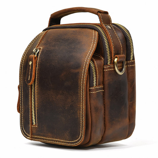 Men's Crazy Horse Leather Genuine Retro Top Men's Shoulder Bags