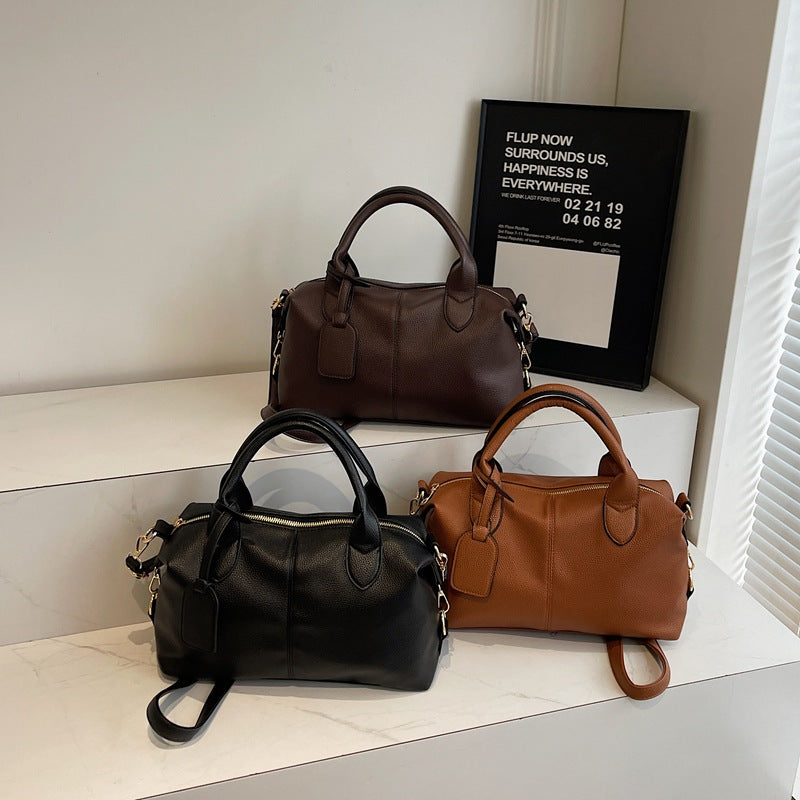 Retro Solid Color Texture Large Capacity Crossbody Bags