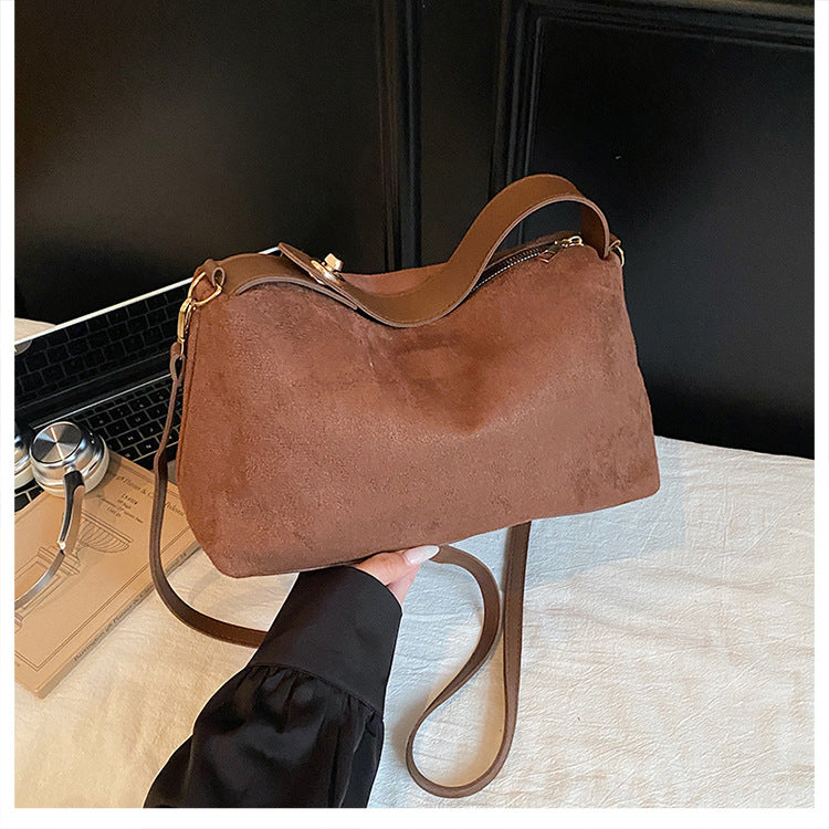 Women's Retro Matte Solid Color Deerskin Veet Bags