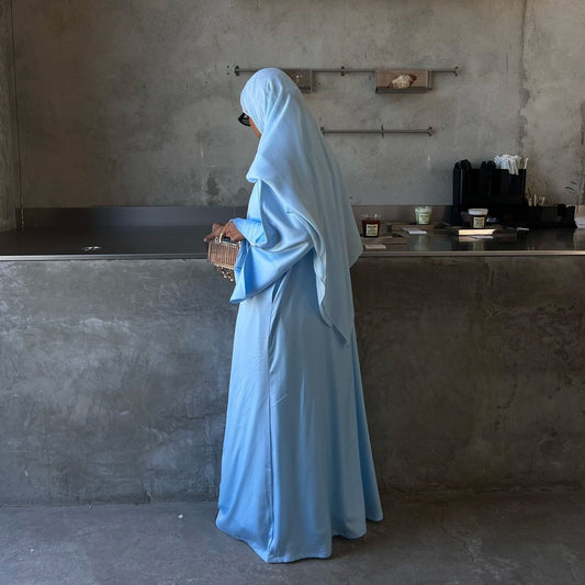 Muslim Robe Fashion Satin Soft Dress Clothing
