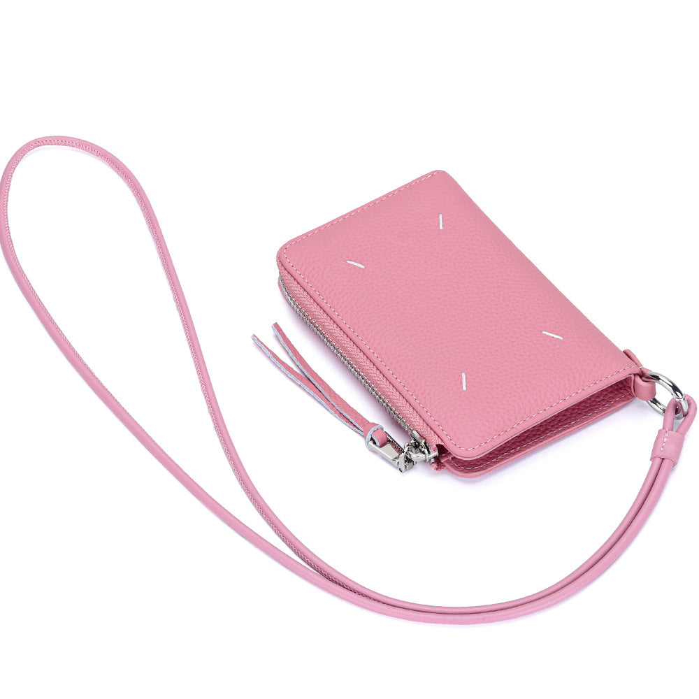 Women's Genuine Leather Short Halter Zipper Multiple Ladies Wallet