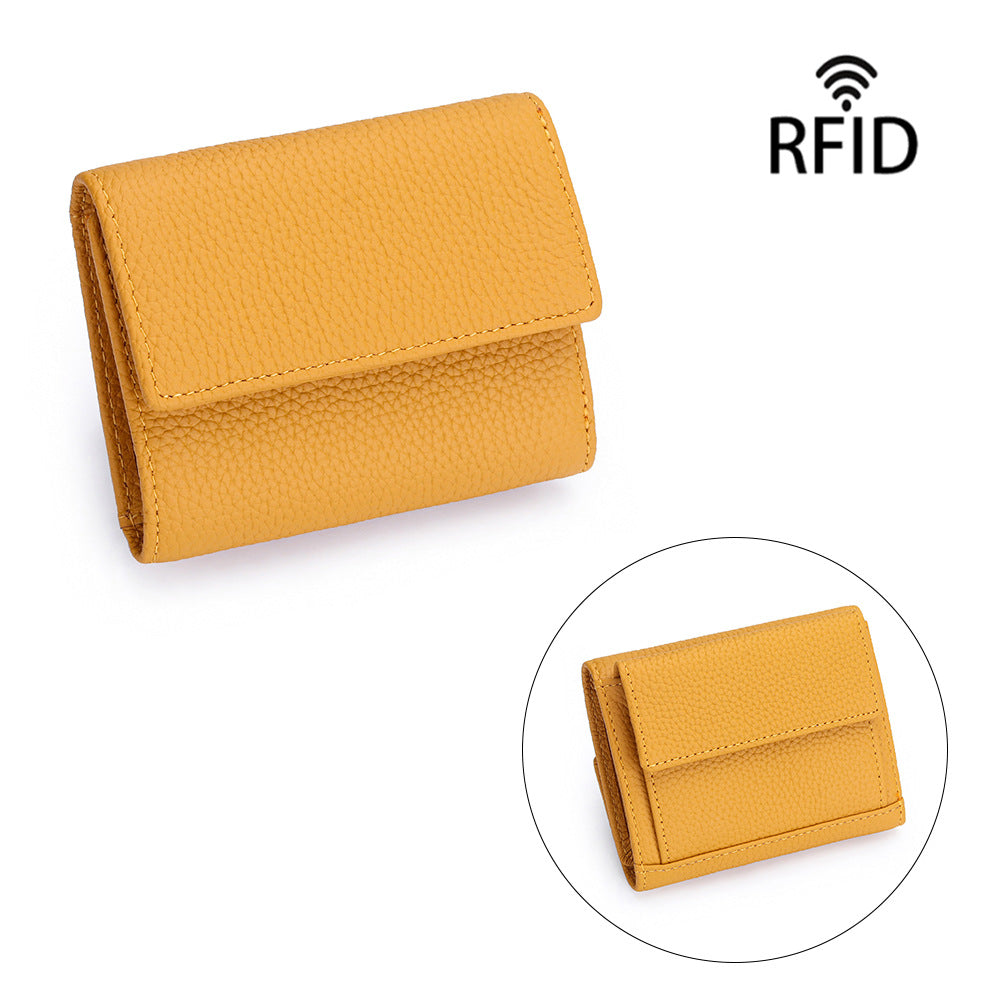 Women's First Layer Cowhide Short Genuine Leather Fashion Style Mini Ladies Wallet