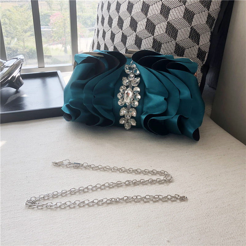Clutch Fashion Rhinestone Chain Bridesmaid Silk Evening Bags