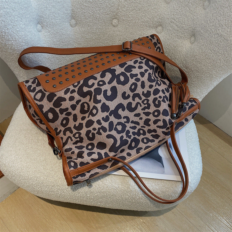 Women's Female Fashion Korean Trend Leopard Print Handbags