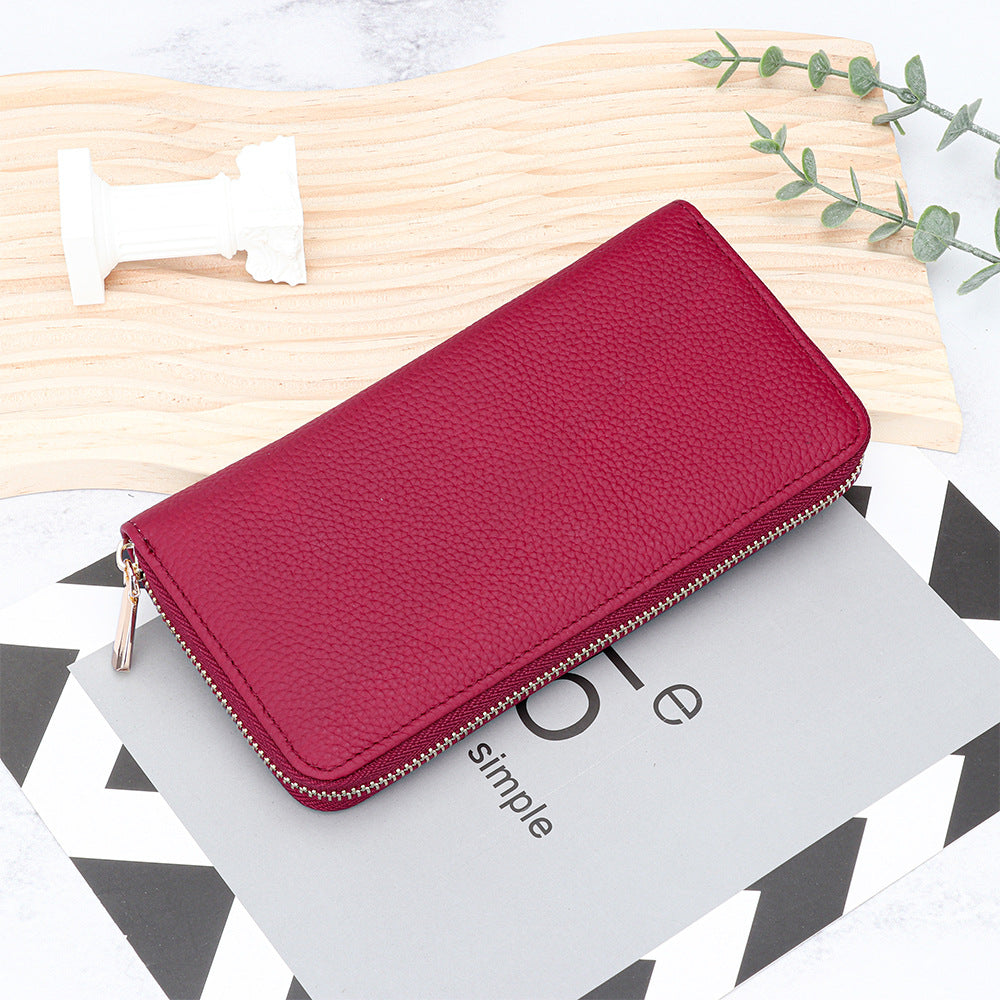 Women's & Men's & Pure Cowhide Long Clutch Large Ladies Wallets