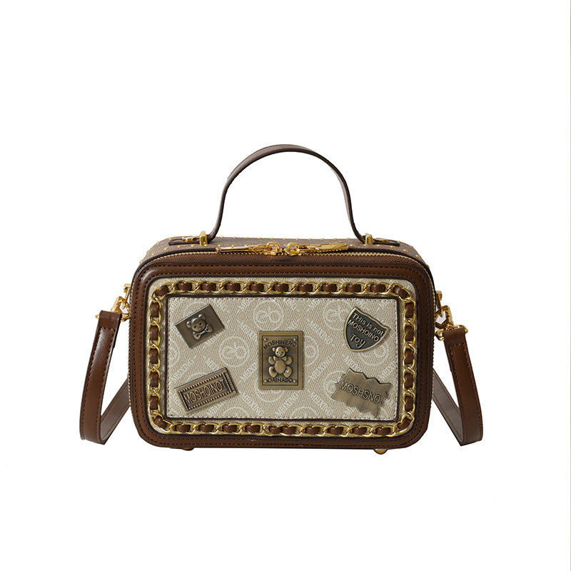 Women's High-grade Retro Badge Box Fashionable Handmade Small Square Bags
