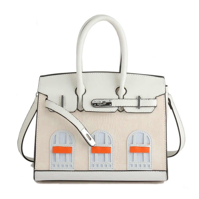 Women's Classic Contrast Color House Portable Shoulder Bags