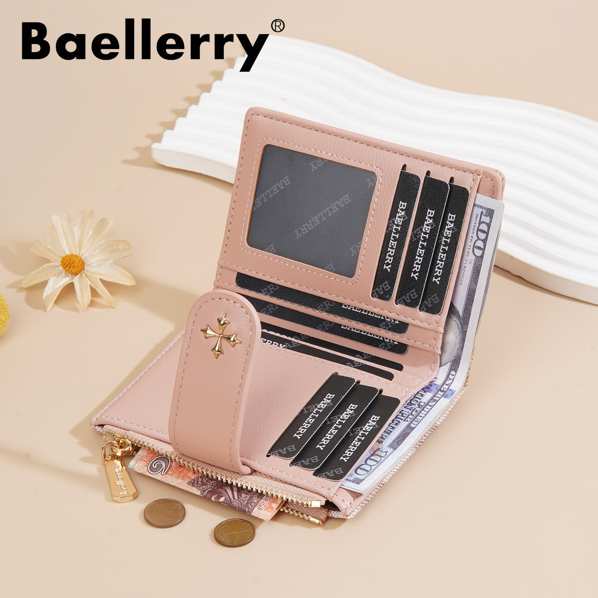 Women's Short Classic Style Two Fold Fashion Rhombus Ladies Wallet