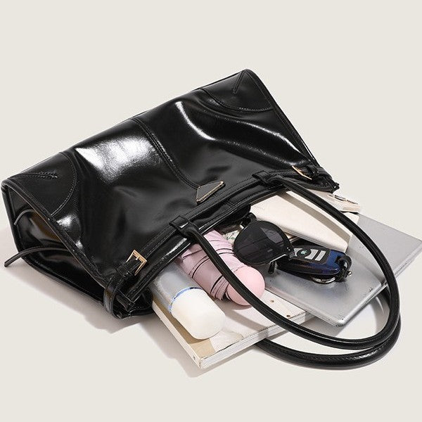 Women's Shiny Patent Leather Mild Luxury Retro Metallic Textured Women's Handbag