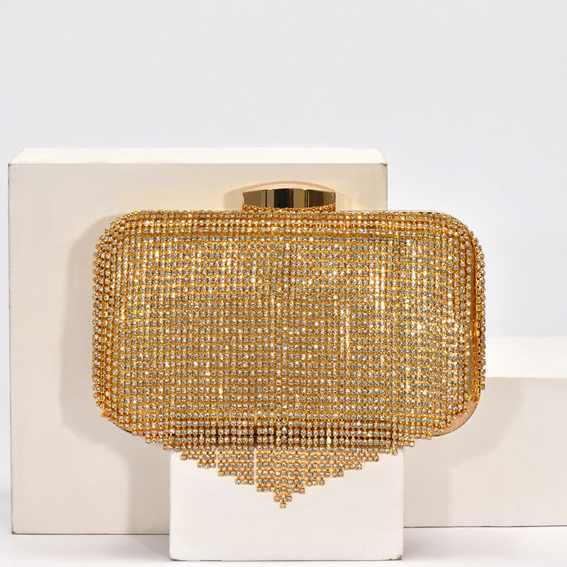 Rhinestone Shiny Tassel Dinner Clutch Banquet Evening Bags