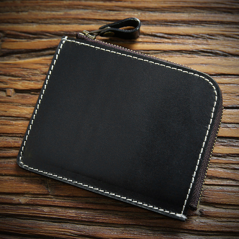 Men's Handmade Vintage Short Genuine Leather First Men's Wallets