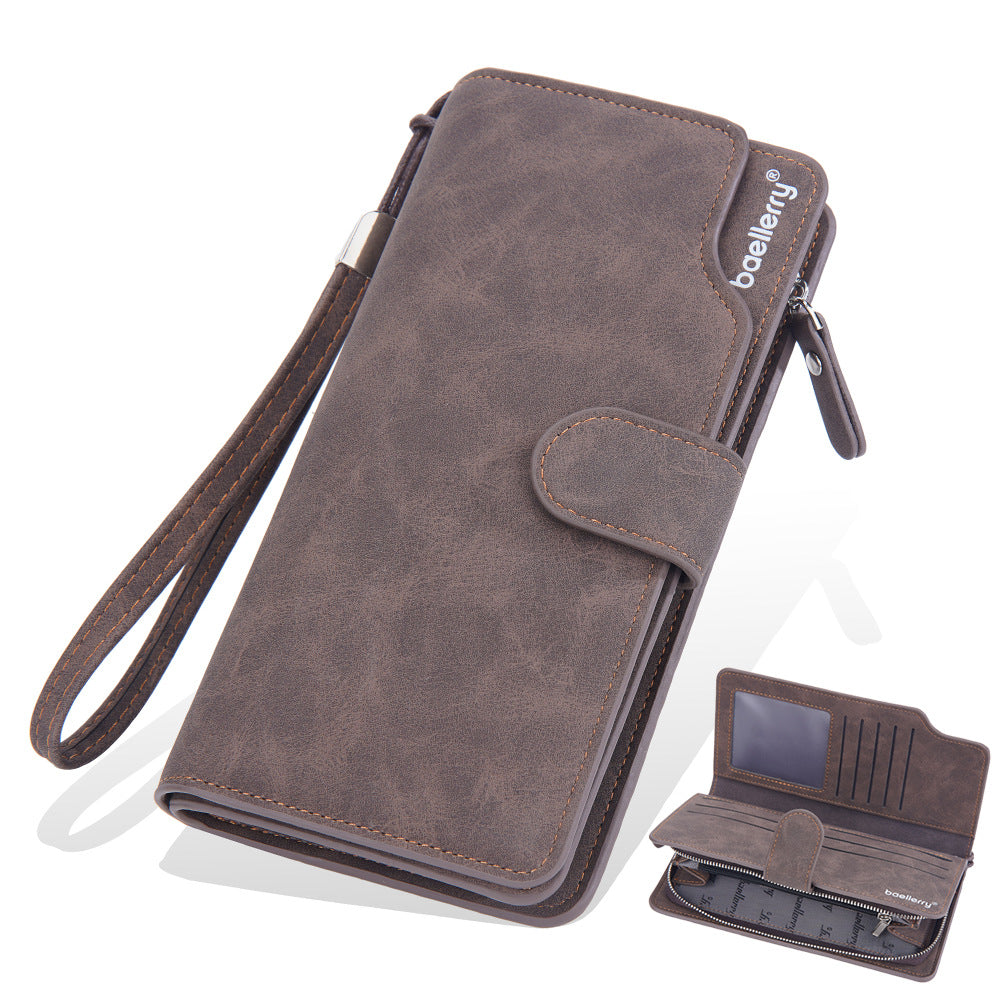 Men's Long Zipper Clutch Retro Dull Polish Bags