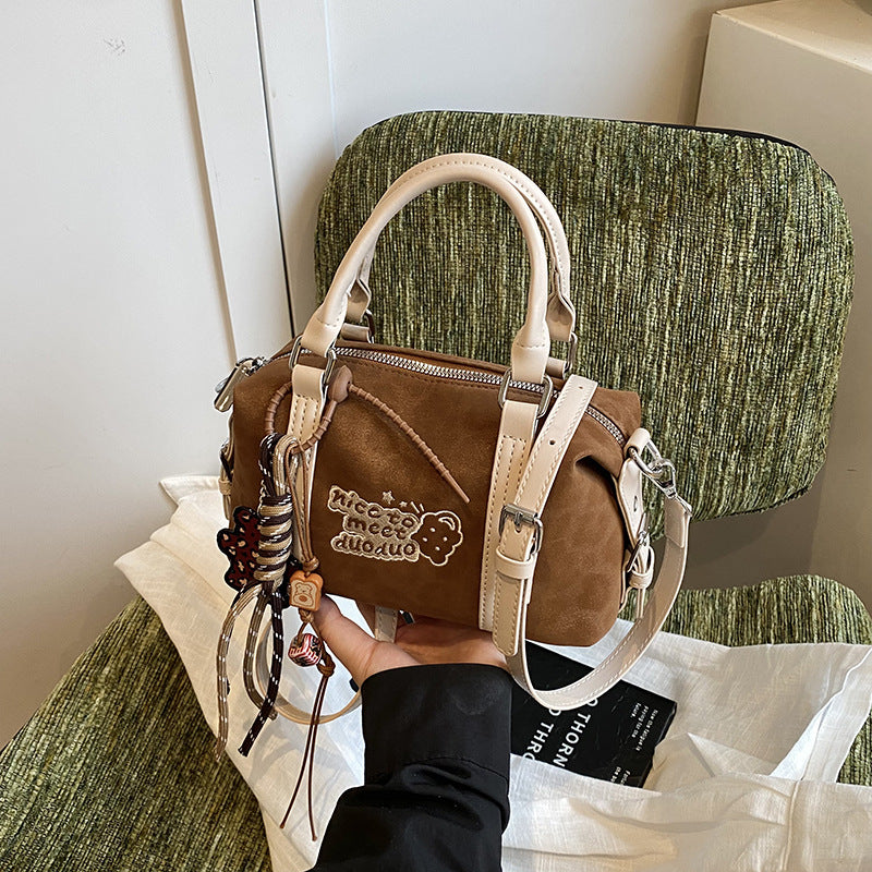 Women's Niche Fashionable Retro Portable Boston Shoulder Bags