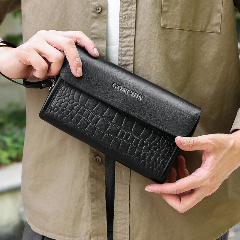 Men's Classic Clutch Password Multiple Slots Crocodile Men's Handbags