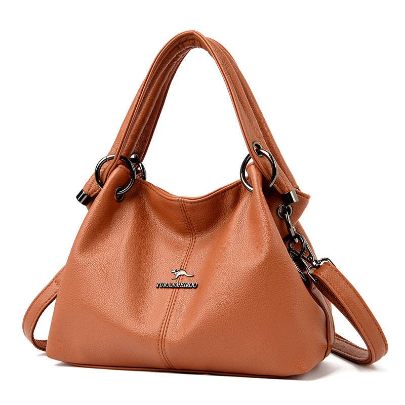 Women's Luxury Soft Leather Retro Solid Color Tote Bags
