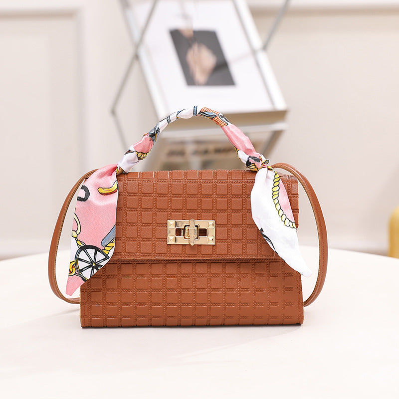 Plaid Embossed Silk Scarf Fashion Pouches Shoulder Bags