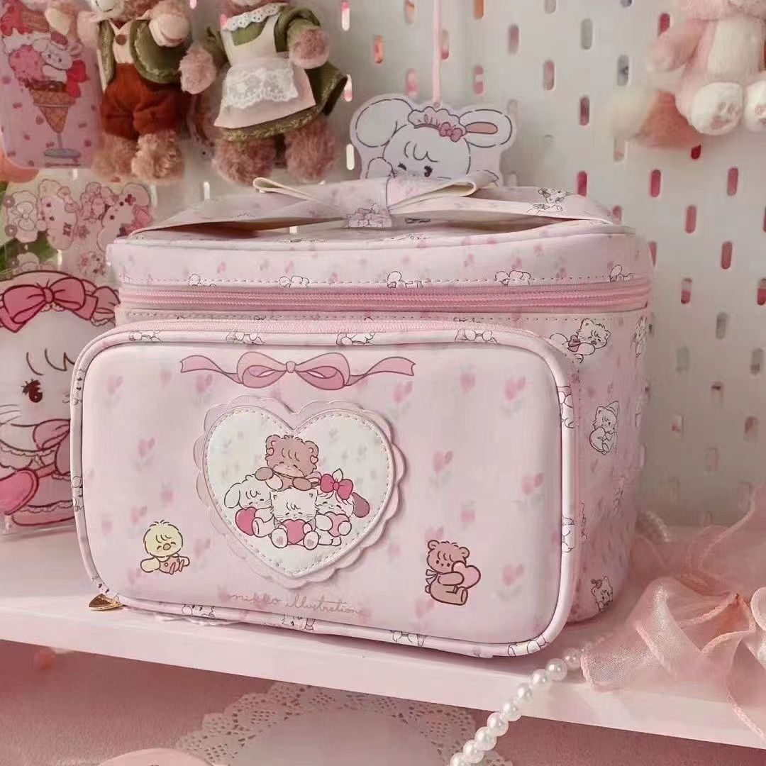 Women's Cute Pink Toiletry Large Capacity Animal Cosmetic Bags