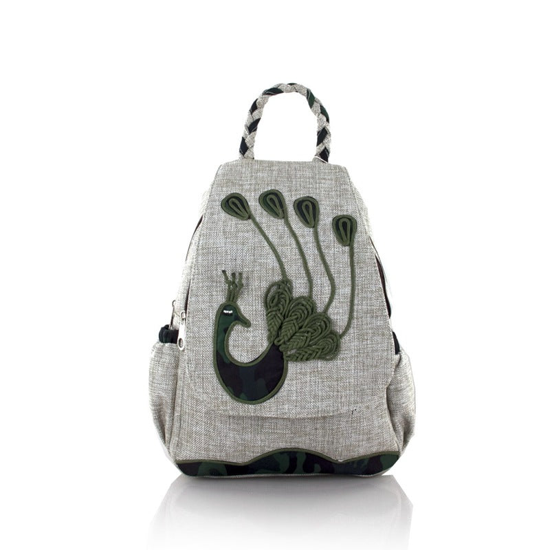 National Style Cotton Linen Double Layer Backpacks