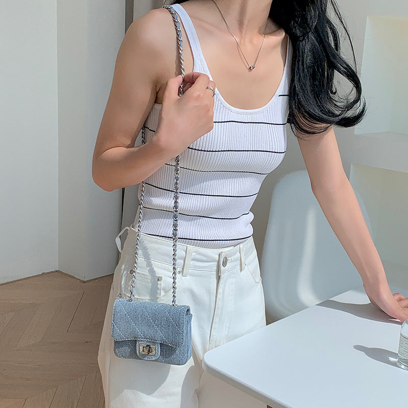 Women's High-grade Denim Chain Minority Fashion Mini Style Crossbody Bags