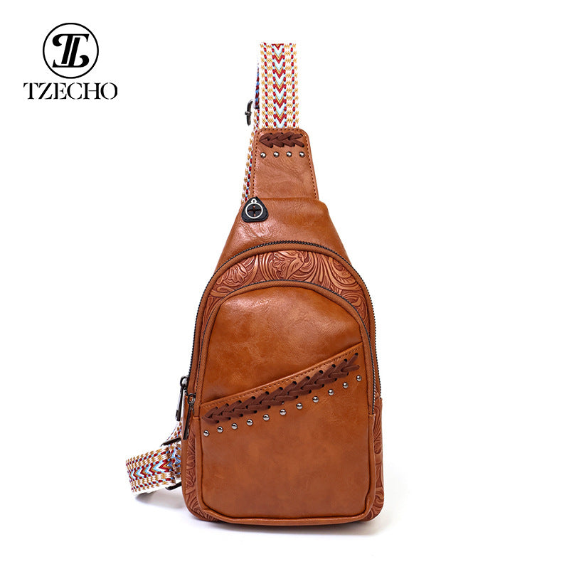 Women's Comfortable Unique Creative Stitching Leather Waist Packs