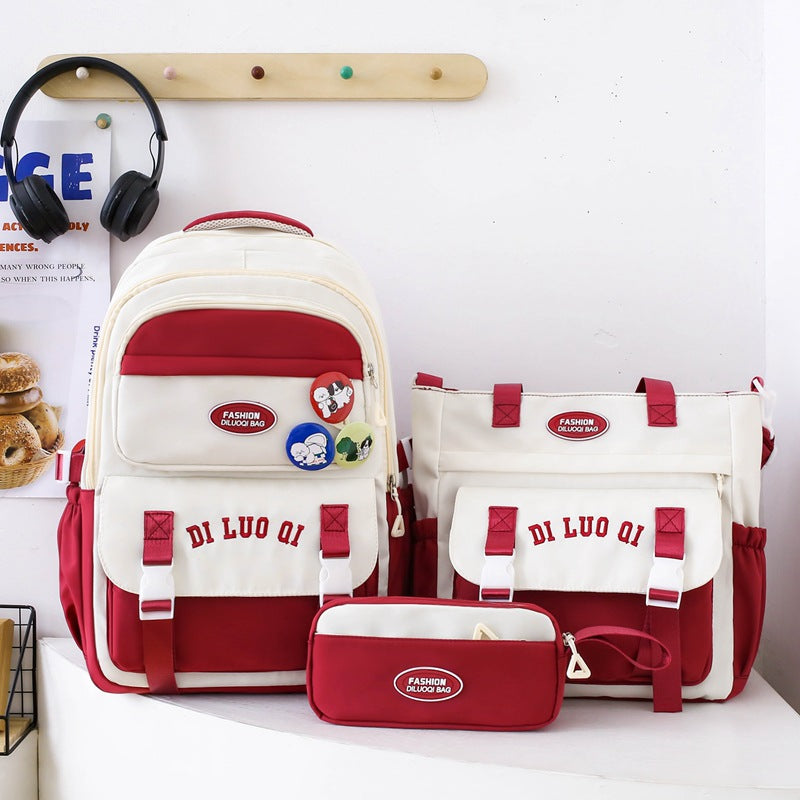 Three-piece Female Junior High Simple Primary Elementary School Students' Schoolbags