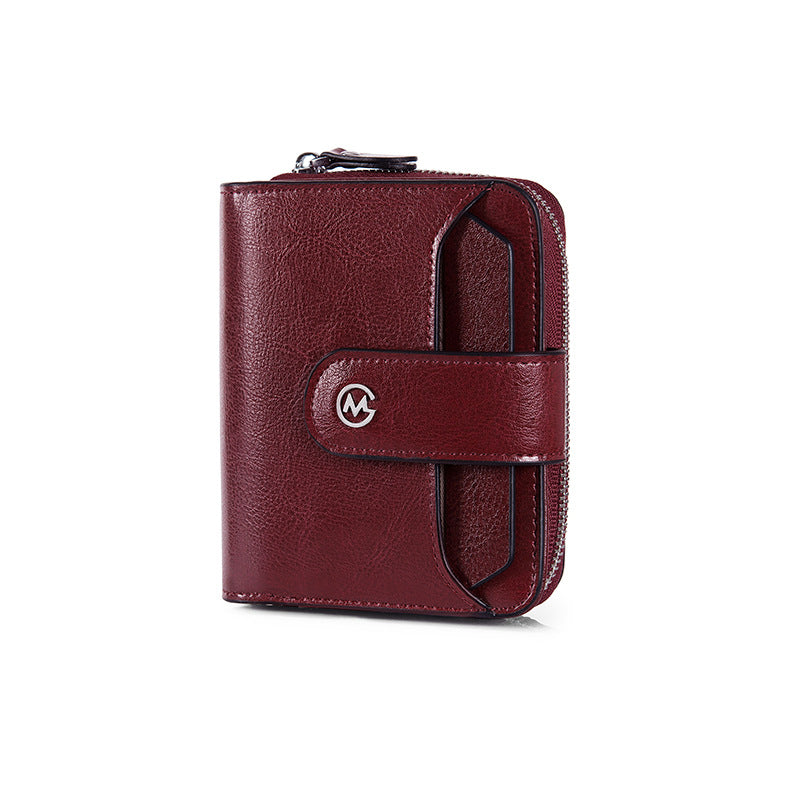 Elegant Women's Fashion Short Cowhide Vintage Card Holder