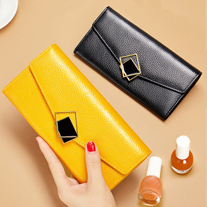 Women's Yellow Soft Clutch Large Capacity Multiple Ladies Wallet