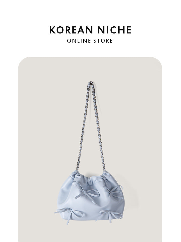 Women's Niche Chain Bow Soft Leather Spring Crossbody Bags