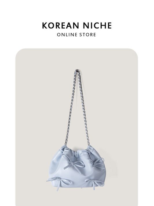 Women's Niche Chain Bow Soft Leather Spring Crossbody Bags