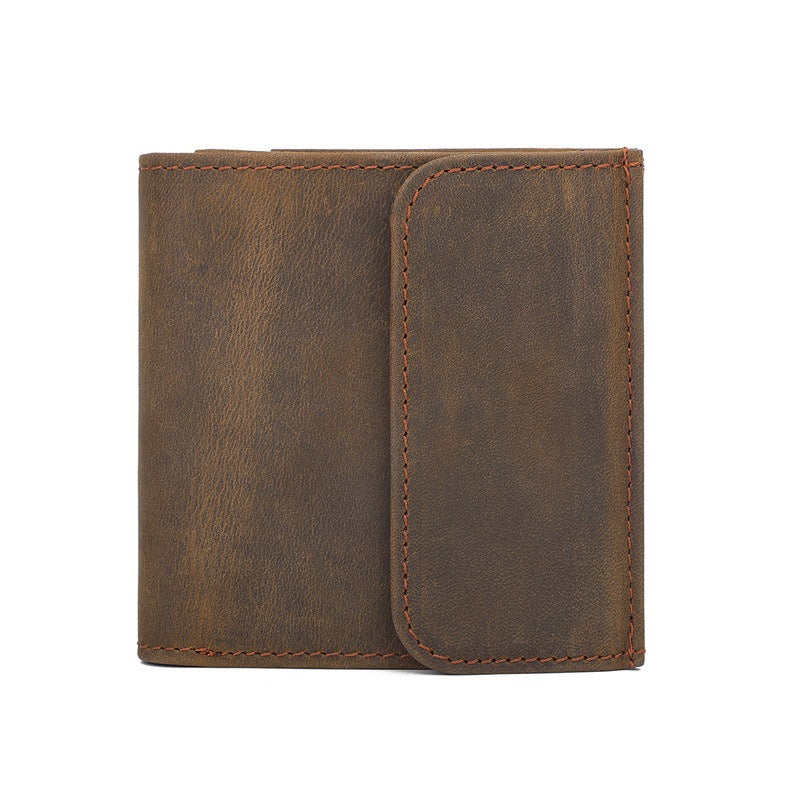 Men's Retro Short Genuine Leather Thin First Layer Cowhide Simple Men's Wallet