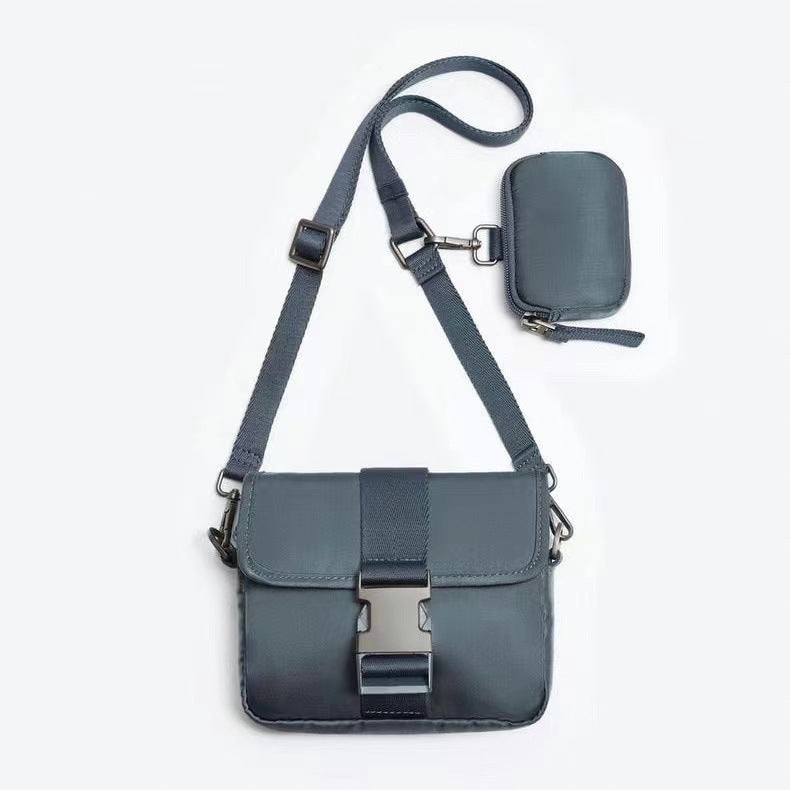 Men's Trendy Black Two-piece Leisure Mini Nylon Men's Messenger Bags
