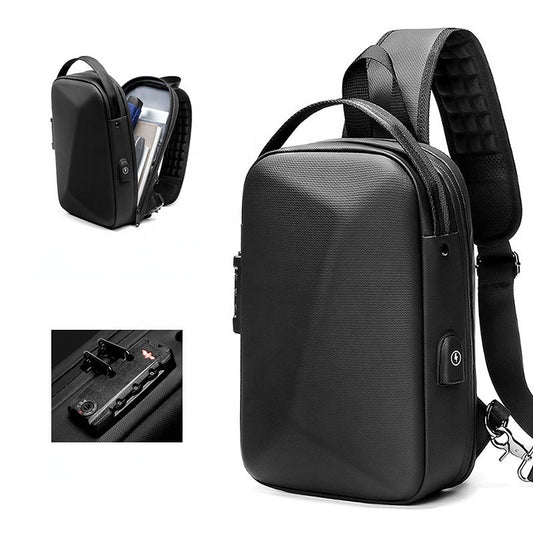 Men's Lightweight Trendy Street Polyhedron Rechargeable Fitness Men's Chest Bags
