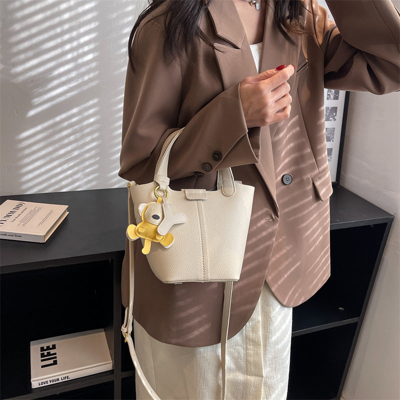 Women's Classic Solid Color Lychee Pattern Commuter Crossbody Bags