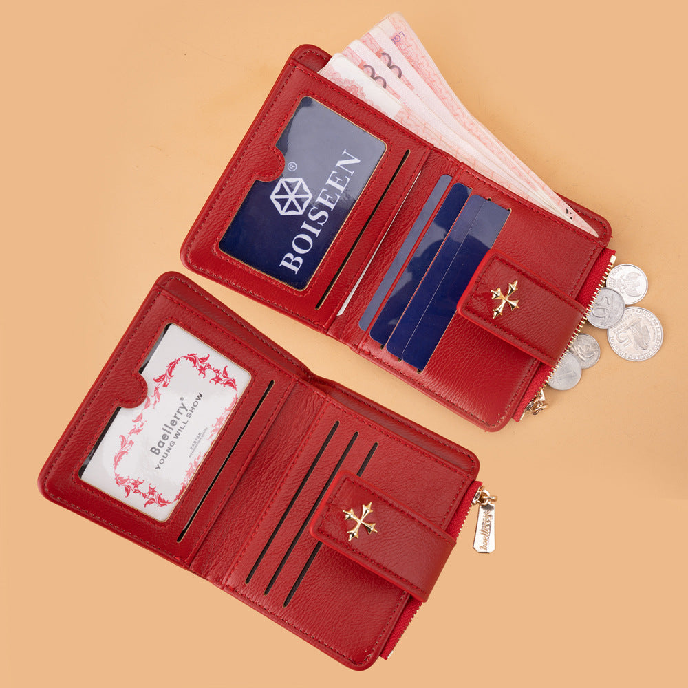 Women's Short Simple Minority Cruciate Flower Hasp Ladies Wallet
