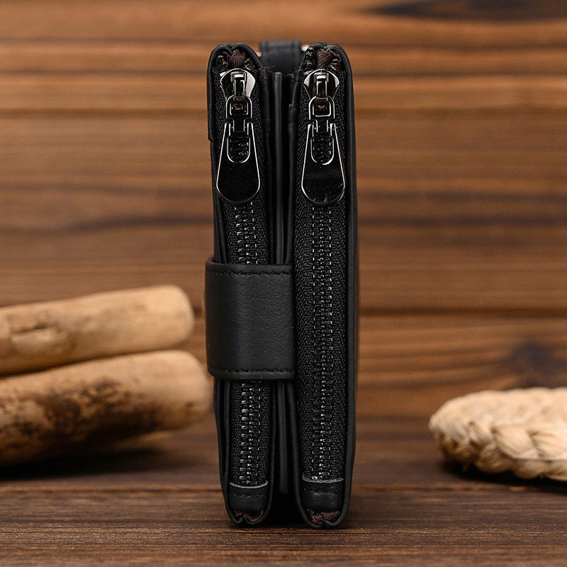 Women's & Men's & Swiping Cowhide With Iron Chain Men's Wallets