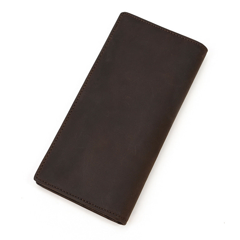 Men's First Layer Cowhide Retro Long Multiple Men's Wallets
